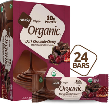 Nugo Organic Dark Chocolate Pomegranate, 10G Vegan Protein, Gluten Free, 24 Count