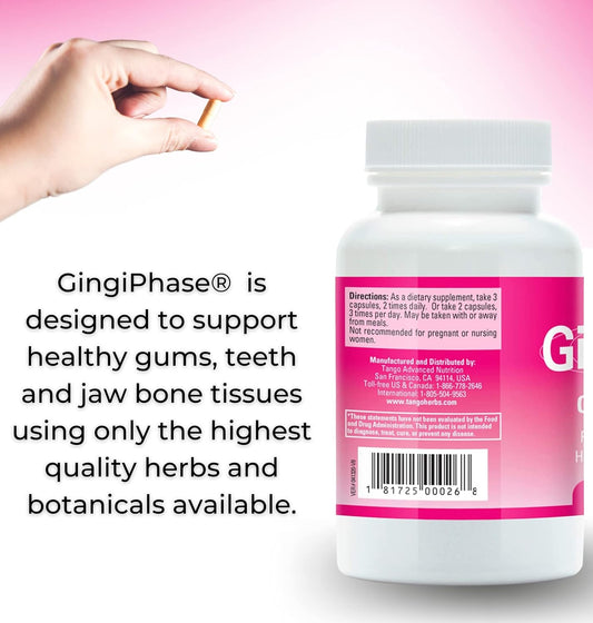 GingiPhase Natural Herbal Dental Support Supplement for Healthy Gums, Teeth, and Jaw Circulation (120 Capsules)