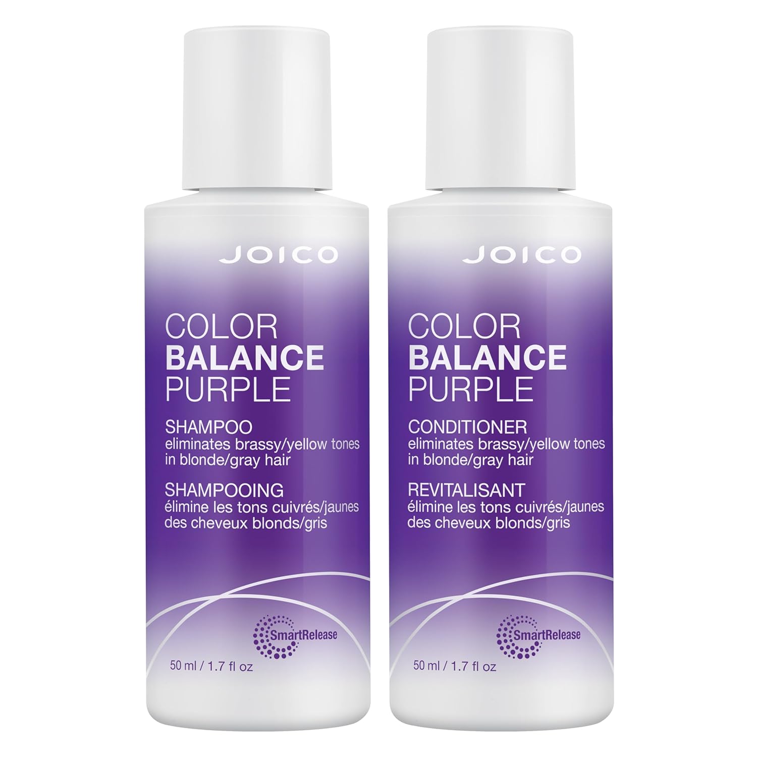 Joico Color Balance Purple Shampoo & Conditioner Mini Set, For Cool Blonde Or Gray Hair