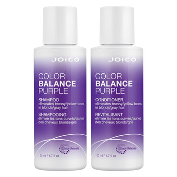 Joico Color Balance Purple Shampoo & Conditioner Mini Set, For Cool Blonde Or Gray Hair