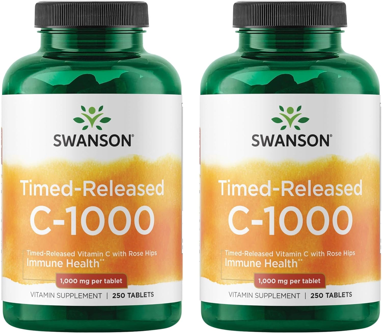 Swanson Timed-Release Vitamin C With Rose Hips Immune System Support Skin Cardiovascular Health Antioxidant Supplement 1000 Mg 250 Tablets(2 Pack)