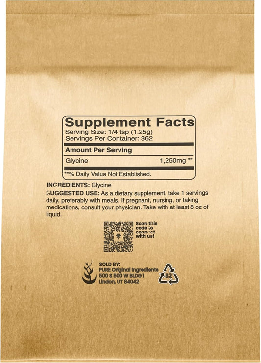 Pure Original Ingredients Glycine Power, 1 Lb, Non-Gmo, Non-Essential Amino Acid