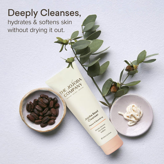 The Jojoba Company Bead Cleanser With Papaya & Quandong - Exfoliating & Hydrating Cream Face Wash - Gentle For Sensitive Skin - Pore Cleansing - For All Skin Types - 125Ml