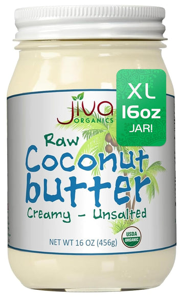 Jiva Organics Raw Organic Coconut Butter 16 Ounce Jar - Creamy, Unsalted