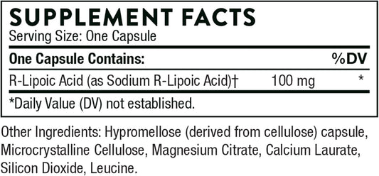 Thorne R-Lipoic Acid - Alpha-Lipoic Acid (ALA) for Antioxidant Support - 60 Capsules