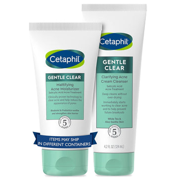 Cetaphil Acne Clearing Kit - Clarifying Acne Cream Cleanser (4.2 Oz) & Mattifying Acne Moisturizer (3 Oz) With Salicylic Acid, Deep Clean, Hydrate And Treat Sensitive Acne Prone Skin