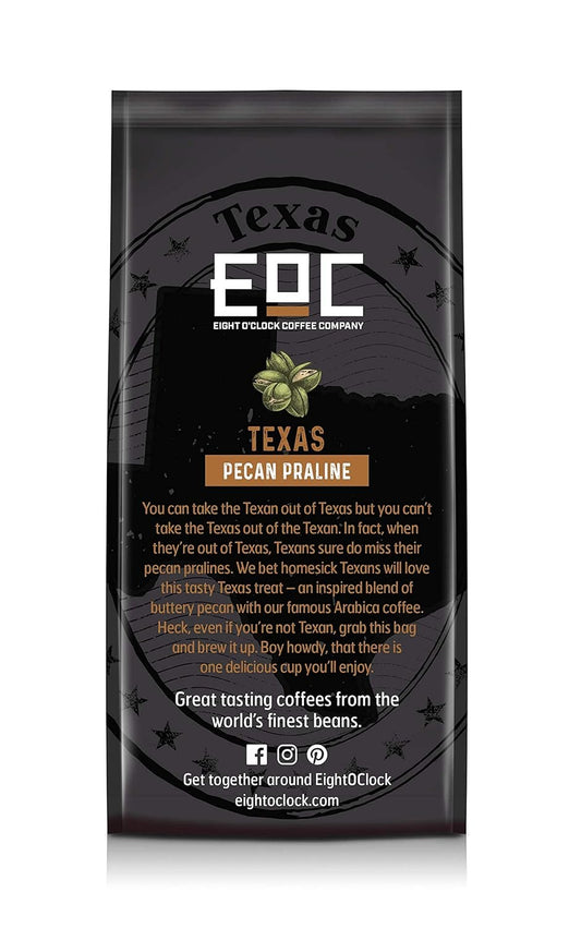 Eight O'Clock Coffee Flavors of America Texas Pecan Praline, 11 Ounce, Ground Coffee, 100% Arabica, Buttery Pecan Flavor
