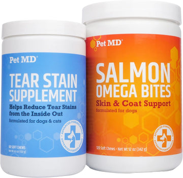 Pet Md Tear Stain Supplement & Pet Md Salmon Omega Bites