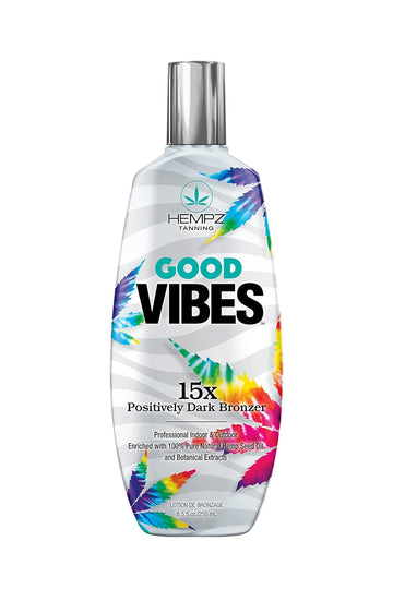 Hempz Good Vibes 15X Positively Dark Bronzer - Herbal Moisturizing Self Tanning Lotion For Tanning Beds, Beach, Sun 8.5 Fl Oz