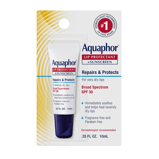Aquaphor Lip Repair Lip Balm with Sunscreen, Lip Protectant, Lip Balm SPF 30, 0.35 Oz Tube (Pack of 48)