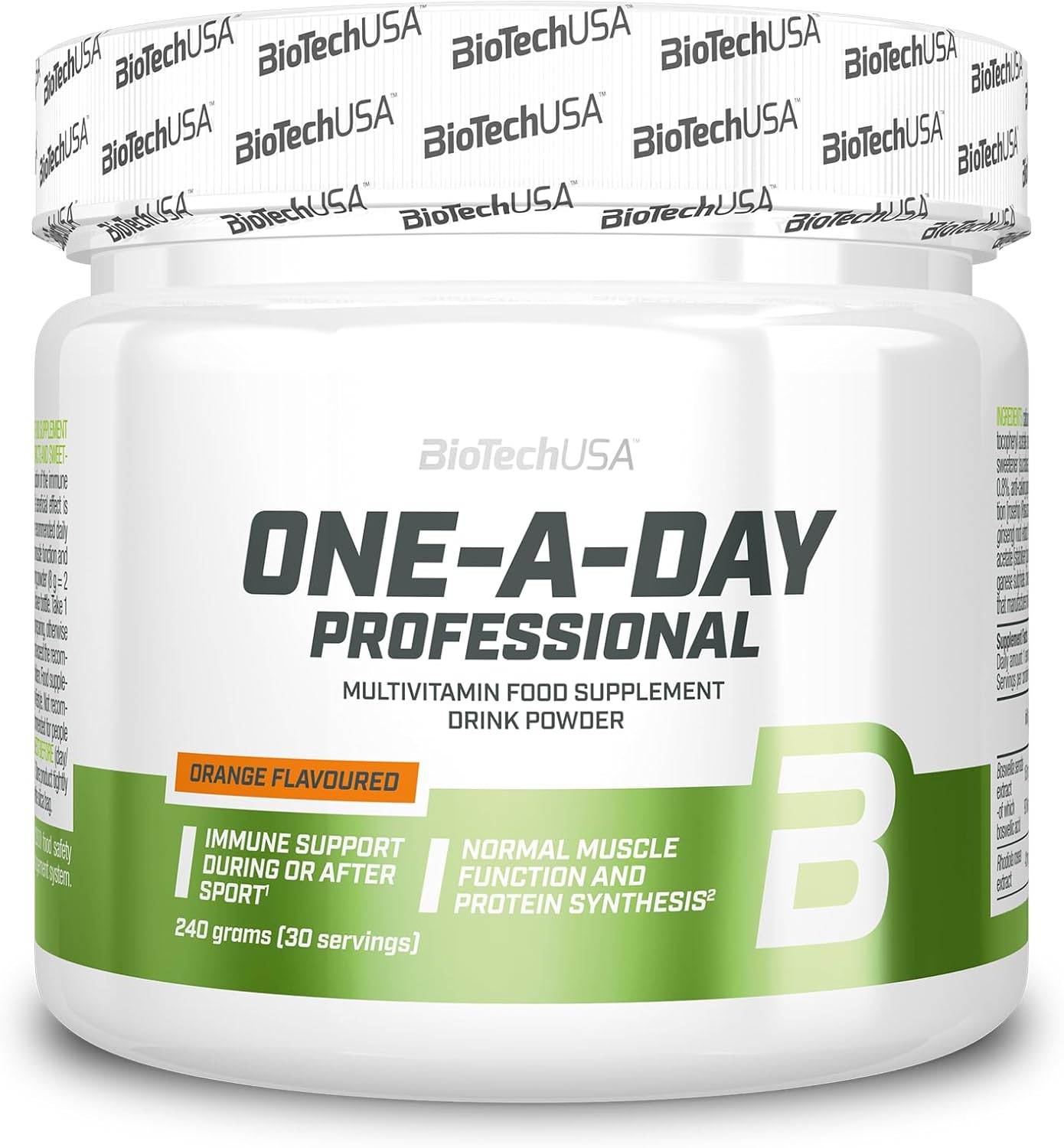Biotechusa One-A-Day Professional | Drink Powder | 12 Kinds Of Vitamins | 9 Kinds Of Minerals | Herb Extracts | Lactose-Free | Sugar-Free | 240 G, Orange
