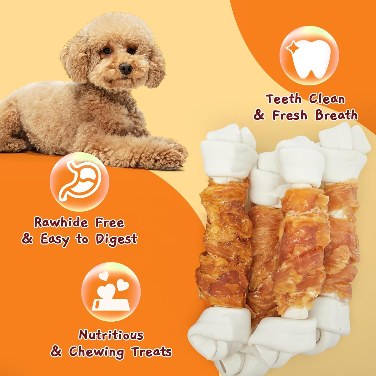 Jungle Calling Rawhide Free Dog Bones, 6.5" Real Chicken Wrapped Dog Chew Bones for Medium and Large Dogs Training Treats : Pet Supplies