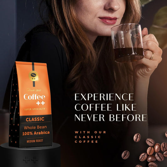 Whole Bean Coffee Plus | Unique Flavor Of A Specialty Coffee | Gourmet Fresh Coffee Experience, Grind It And Get The Perfect Cup | Medium Roast Beans | Classic | Bag Of 8.8 Oz