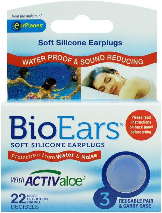 Florsol Bio Ears Soft Silicone Earplugs Protection - 3 Pairs (Light Blue, 5 Packs)