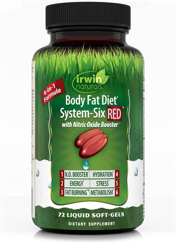 Irwin Naturals Body Fat Diet System-Six Red - 72 Liquid Soft-Gels, 6-In-1 Formula For Weight Management With Nitric Oxide Booster - 24 Total Servings