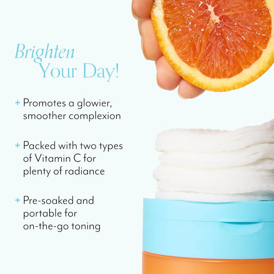 Bliss Bright Idea Vitamin C Toner Pads & Vitamin C + Tri-Peptide Brightening Serum Duo– Antioxidant Skincare Bundle For Radiant Skin – Targets Dark Spots, Uneven Texture, And Dullness – Clean, Vegan