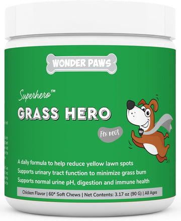 Grass Hero, Grass Burn Spot Chews – Neutralizes Urine To Prevent Yellow Lawn Spots – Dog Pee Lawn Saver, Spot Treatment & Urinary Health – Cranberry & Methionine – 60 Soft Chews