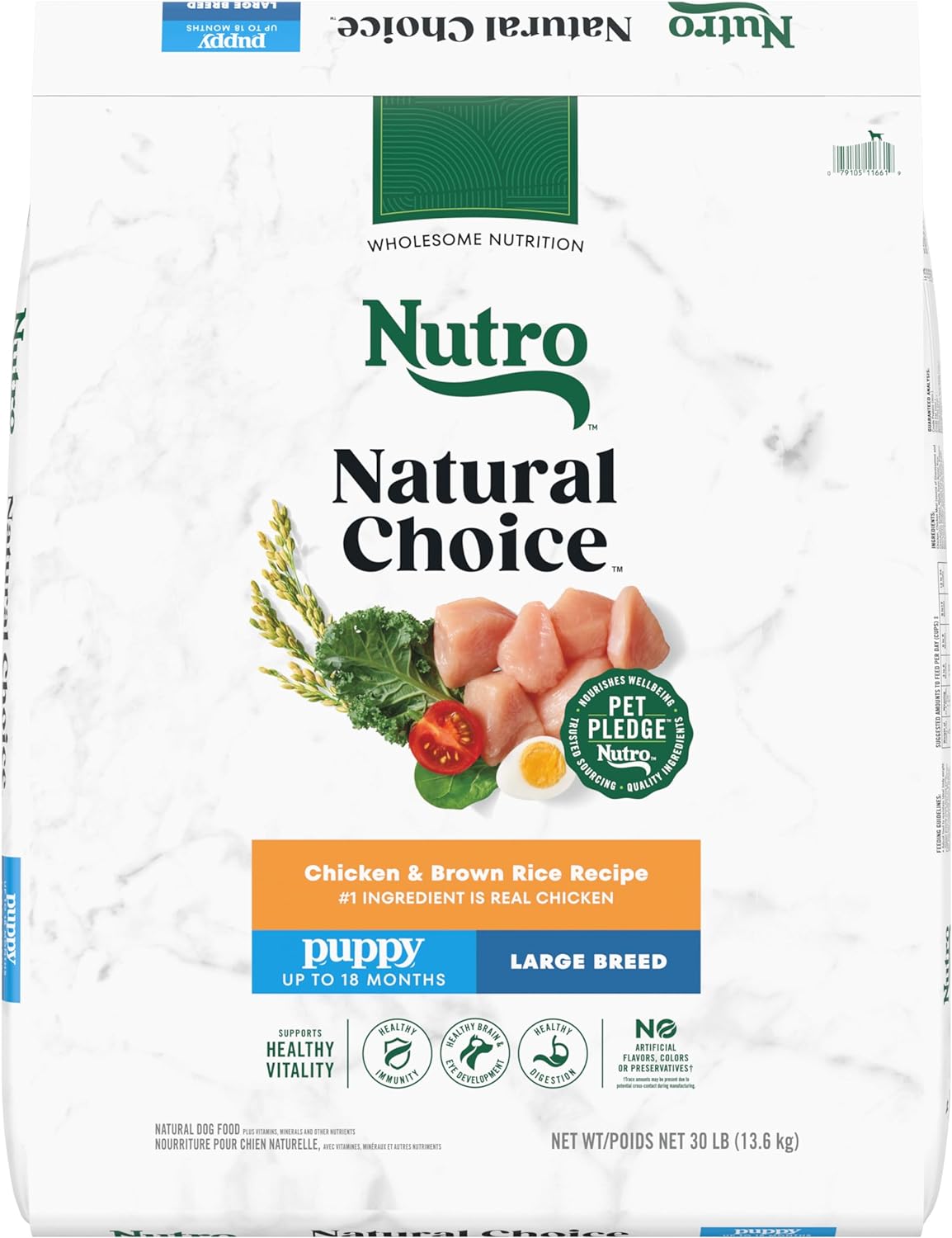 Nutro Natural Choice Large Breed Puppy Dry Dog Food, Chicken and Brown Rice Recipe, 30 lbs