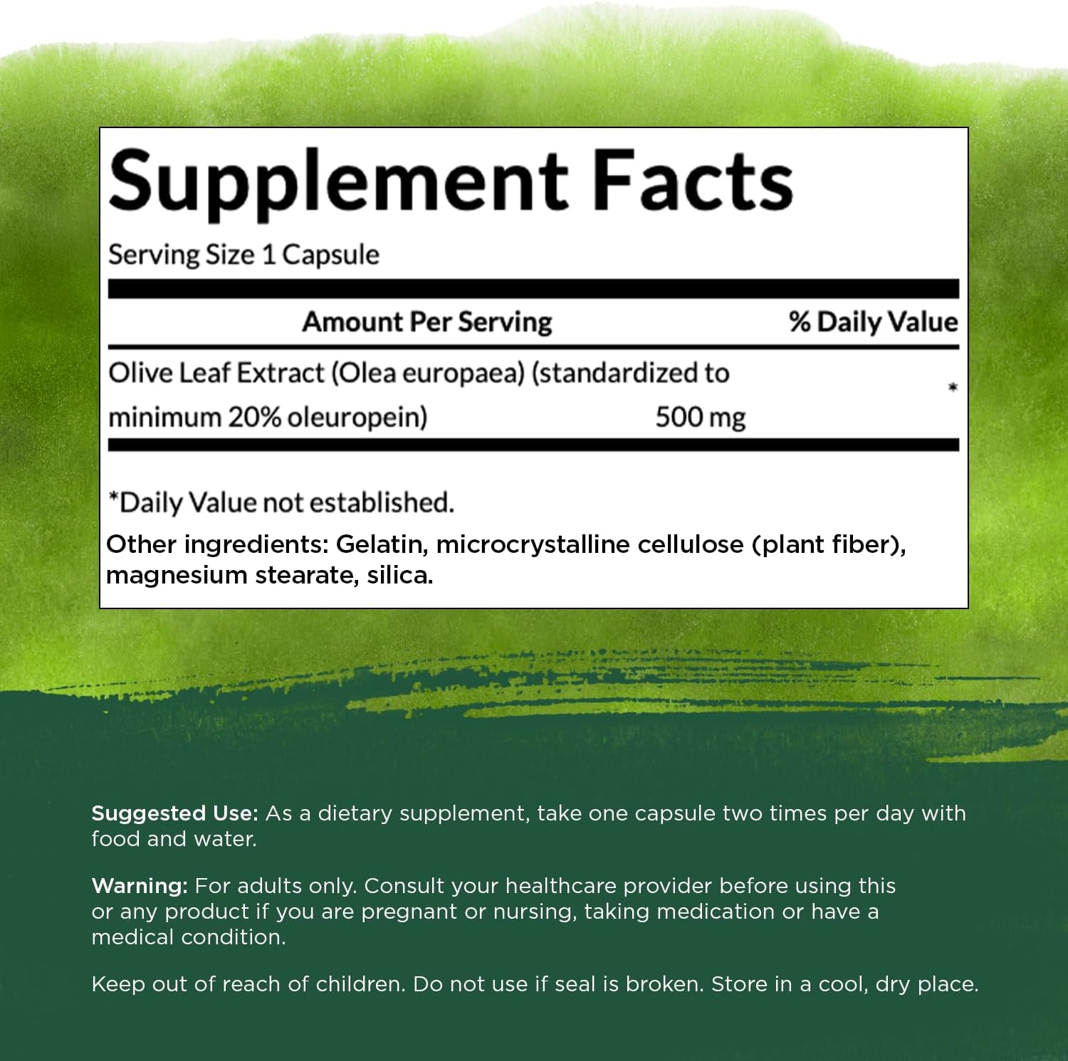 Swanson Olive Leaf Extract Capsules with 20% Oleuropein - Provides Immune Support, Promotes Cardiovascular System Health, and Supports Healthy Blood Pressure - (120 Capsules, 500mg Each) : Health & Household