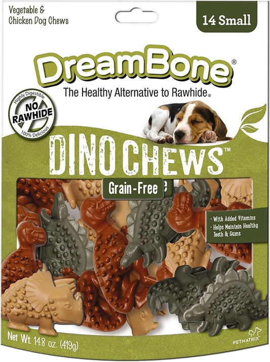 Dreambone Small Dinochews, Grain Free Dog Chews, 14 Count (Pack Of 24)