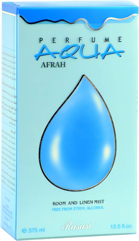 Aqua Afrah Air Fresheners - 375Ml(12.7 Oz) | Aromatic Essential Oil Spray | Fresh Blend Of Lemon, Black Currant, Woody, Musk | Long Lasting Room Fragrance | By Rasasi (Afrah)