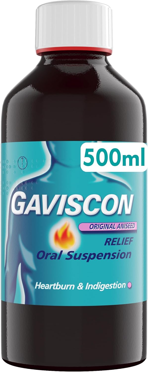 Gaviscon Double Action Aniseed Liquid 500ml - Heartburn & Acid Reflux Relief, Fast-Acting Formula, Protective Barrier, Long-Lasting Comfort, Suitable for Pregnancy, Antacids, Digestion and Nausea : Amazon.co.uk: Health & Personal Care
