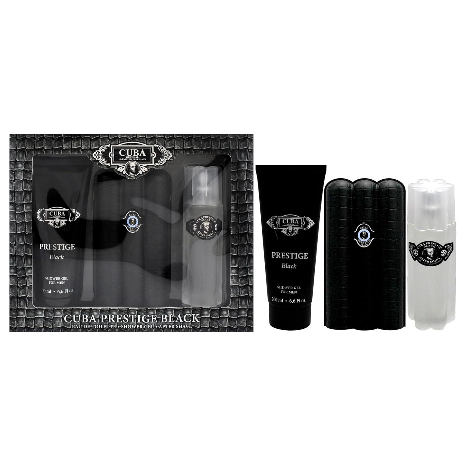 Cuba Prestige Black By Cuba For Men - 3 Pc Gift Set 3Oz Edt Spray, 6.6Oz Shower Gel, 3.3Oz After Shave