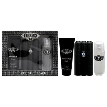 Cuba Prestige Black By Cuba For Men - 3 Pc Gift Set 3Oz Edt Spray, 6.6Oz Shower Gel, 3.3Oz After Shave