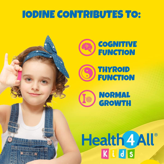 Health4All Kids Sea Kelp Iodine 75Mcg Sublingual 90 Tablets (V) Vegan. Natural Iodine For Children Supports Learning And Growth, Orange Flavoured Chewable Tablets