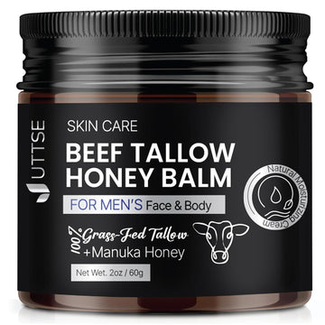 Beef Tallow Honey Balm For Skin:100% Grass-Fed Beef Tallow Moisturizer For Face And Body - Tallow Balm With Olive Oil Manuka Honey For Sensitive Dry Skin Repair 2 Oz