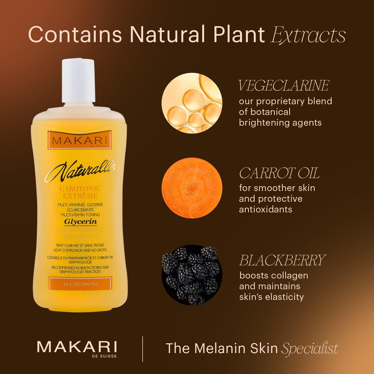 Makari Naturalle Carotonic Extreme Body Glycerin (16.6 Oz) | Helps Brighten Skin And Fade Body Scars And Marks | Glycerin Oil For All Skin Types | Safe For Sensitive Skin And Kids Ages 12 And Up : Beauty & Personal Care