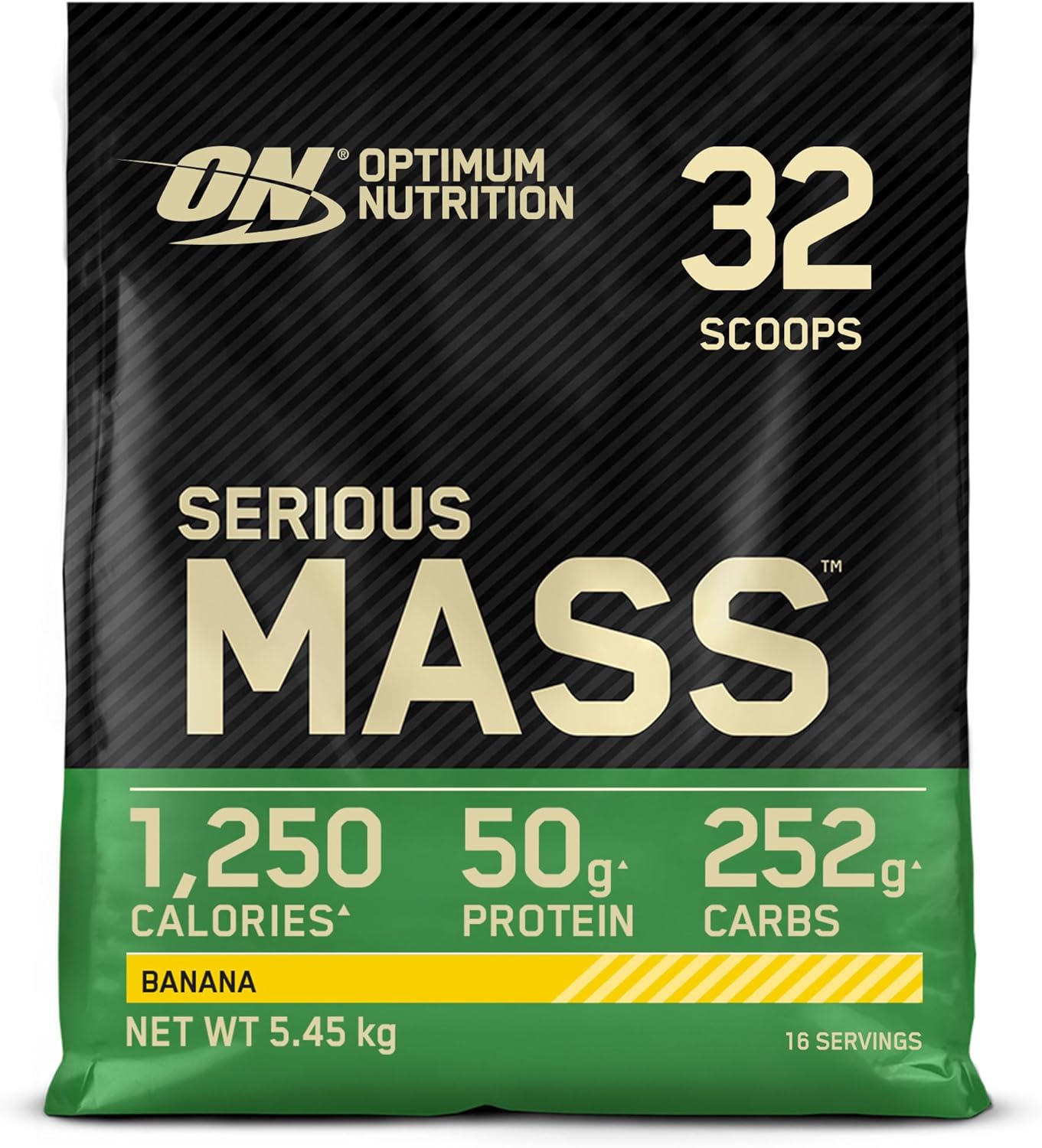 Optimum Nutrition Serious Mass Protein Powder High Calorie Mass Gainer With Vitamins, Creatine And Glutamine, Cookies And Cream, 16 Servings, 5.45 Kg, Packaging May Vary