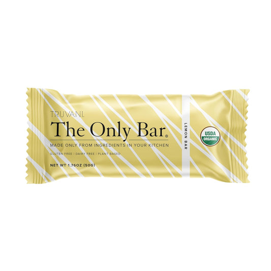 Truvani Plant Based Snack Bars | 6G Protein | 12 Pack Lemon Bar | Organic | Vegan | The Only Bar | Dairy, Soy, And Gluten Free | Individually Wrapped