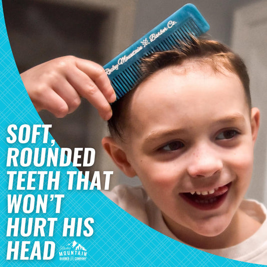 Kids Hair Comb - Soft, Rounded Teeth For Gentle Hair Styling For Kids - No Pulling Or Snagging - For All Hair Types And Styles - Made Of Cellulose Acetate - Includes Carrying Pouch