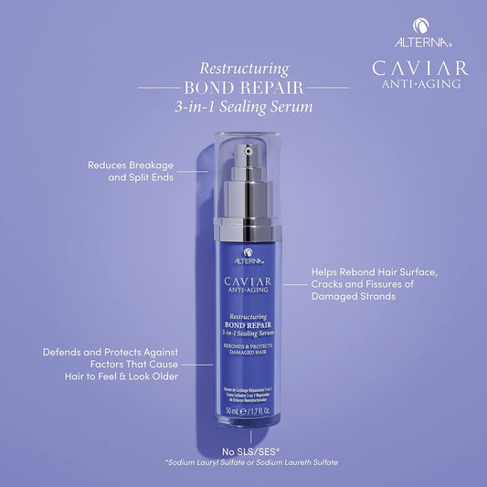 Alterna Caviar Anti-Aging Restructuring Bond Repair Leave In Hair Serum Treatments For Damaged Hair | Sulfate Free, Paraben Free