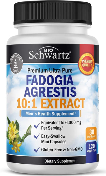 Fadogia Agrestis 600mg Ultra Concentrated - 10 to 1 Extract Equivalent to 6000mg Per Serving - Natural Men's Health Supplement (Gluten-Free & Non-GMO) 120 Veggie Capsules (Full 30 Day Supply)