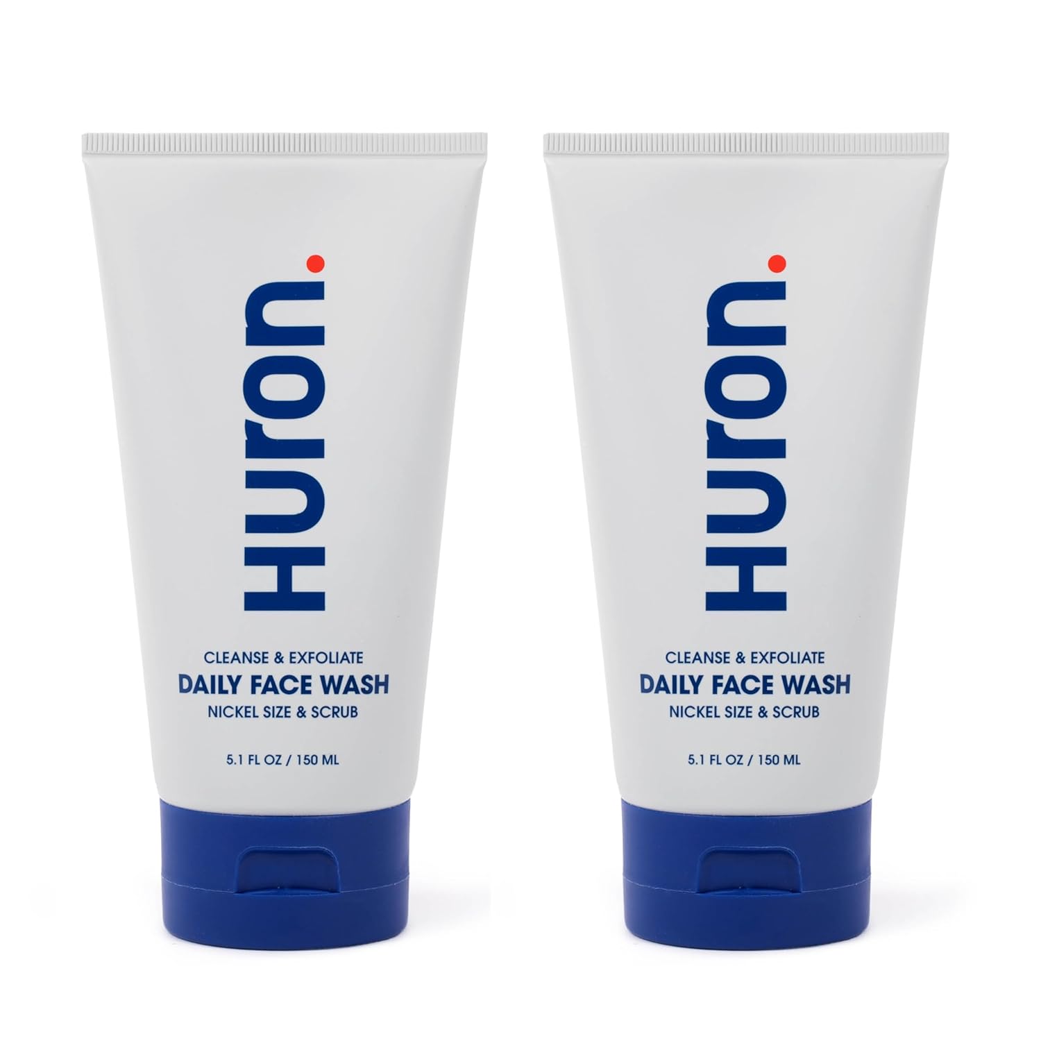 Huron Men’S Face Wash - Daily Deep Facial Cleanser & Mild Exfoliator - Cleans, Conditions, & Hydrates Skin - Subtle Energizing Scent - Vegan, Sulfate-Free - 5.1 Oz (2 Pack)