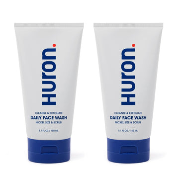 Huron Men’S Face Wash - Daily Deep Facial Cleanser & Mild Exfoliator - Cleans, Conditions, & Hydrates Skin - Subtle Energizing Scent - Vegan, Sulfate-Free - 5.1 Oz (2 Pack)