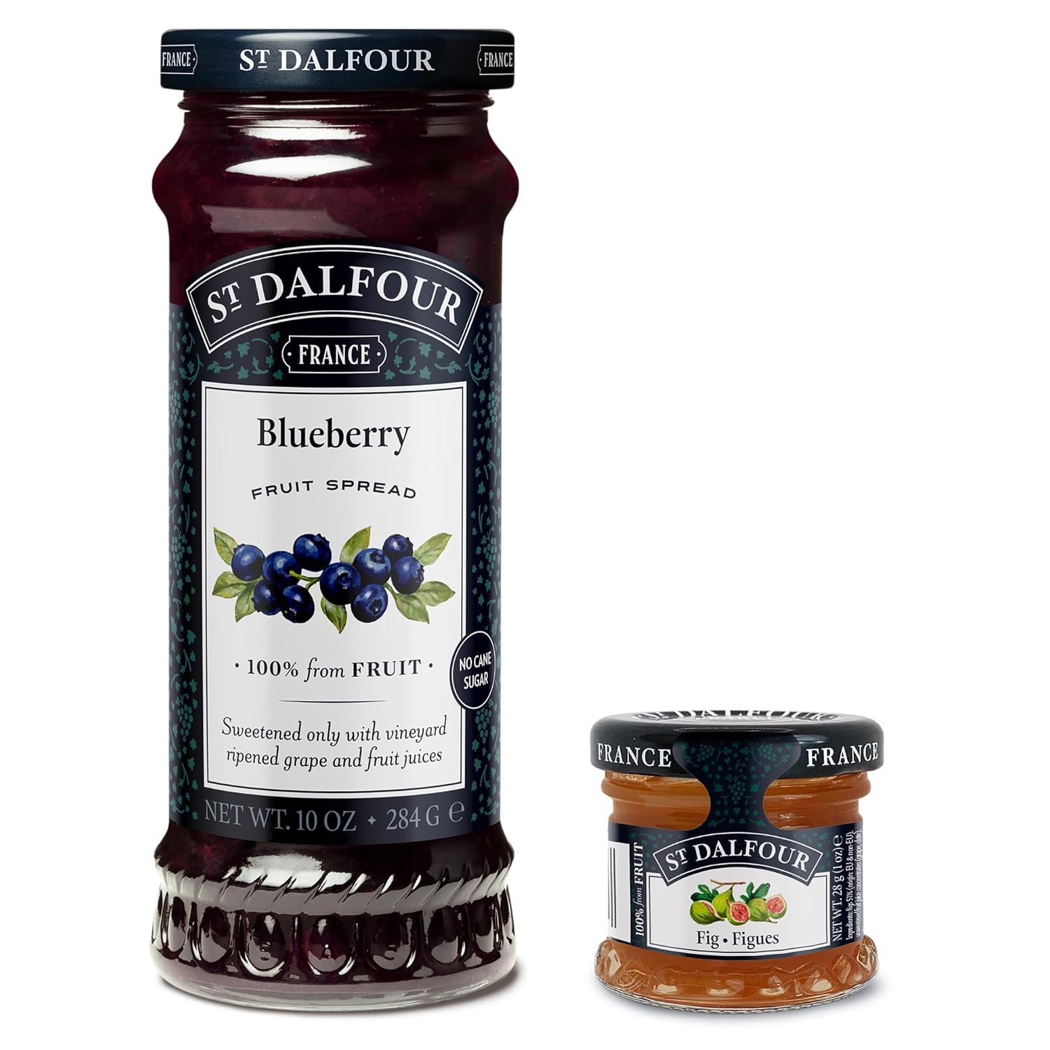 St. Dalfour French Grape, Strawberry And Blueberry Fruit Spread Bundle, 10 Oz Each - 100% From Fruit, No Artificial Ingredients, Non-Gmo, All Natural