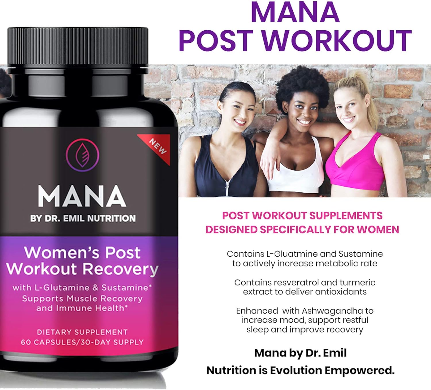 DR EMIL NUTRITION MANA Post-Workout Recovery Capsule for Women with L-