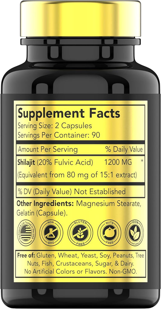 Shilajit Capsules 2400 Mg - 180 Capsules | 100% Pure Himalayan Shilajit Capsules For Men & Women | Shilajit Resin Supplement | Three Month Supply! | Non-Gmo, Gluten-Free