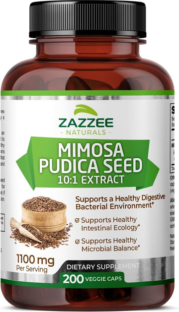 Zazzee Mimosa Pudica Seed 10:1 Extract, 200 Vegan Capsules, 1100 Mg, 3+ Month Supply, Potent 10:1 Extract, Non-Gmo And All-Natural