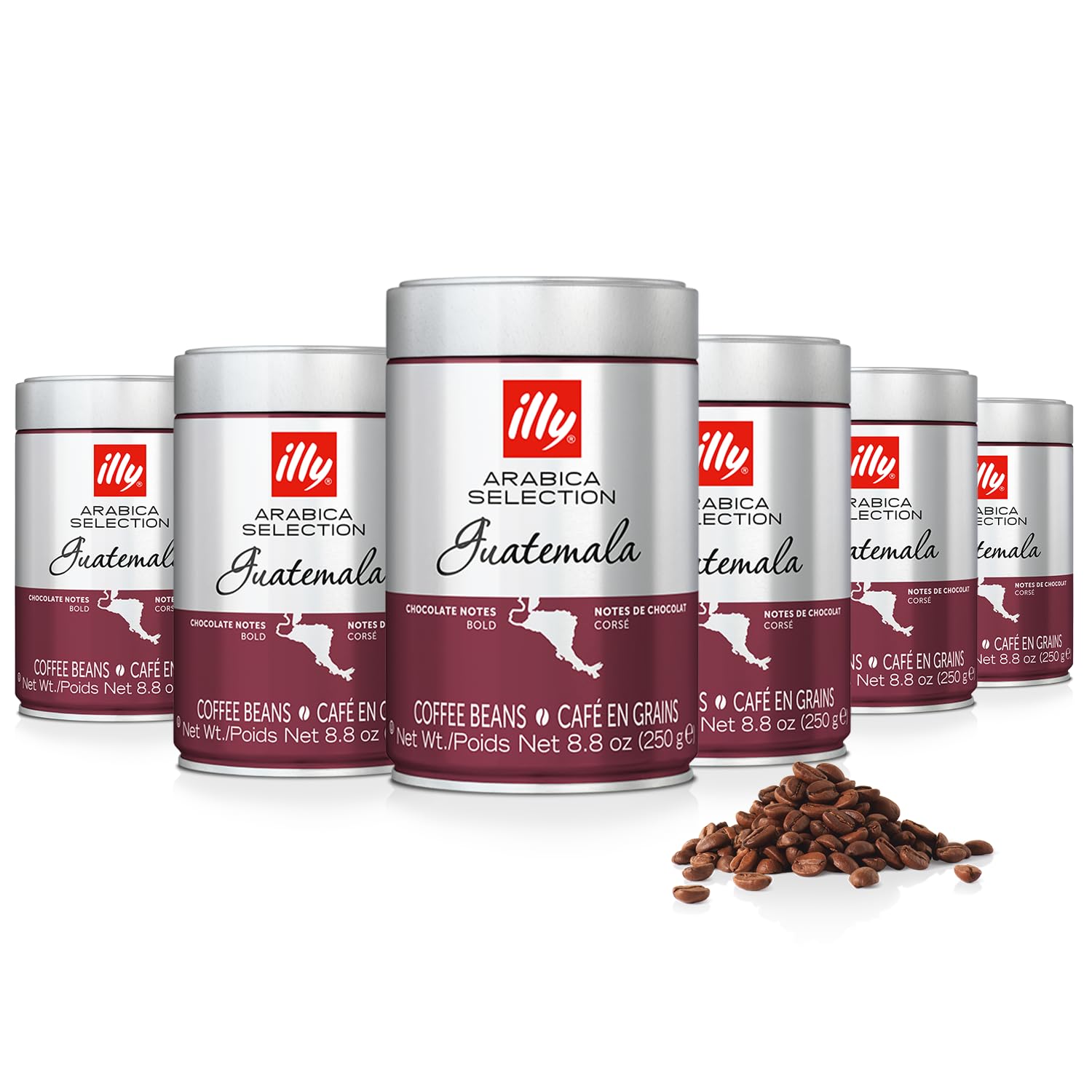 Illy Whole Bean Coffee - Perfectly Roasted Whole Coffee Beans – Guatemala Dark Roast - With Notes Of Chocolate – Complex & Balanced - 100% Arabica Coffee - No Preservatives – 8.8 Ounce, 6 Pack