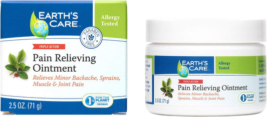 Earth's Care Pain Relieving Ointment - Triple Action Muscle and Joint Pain Relief Cream - Topical Analgesic 2.5 oz. (71 g)