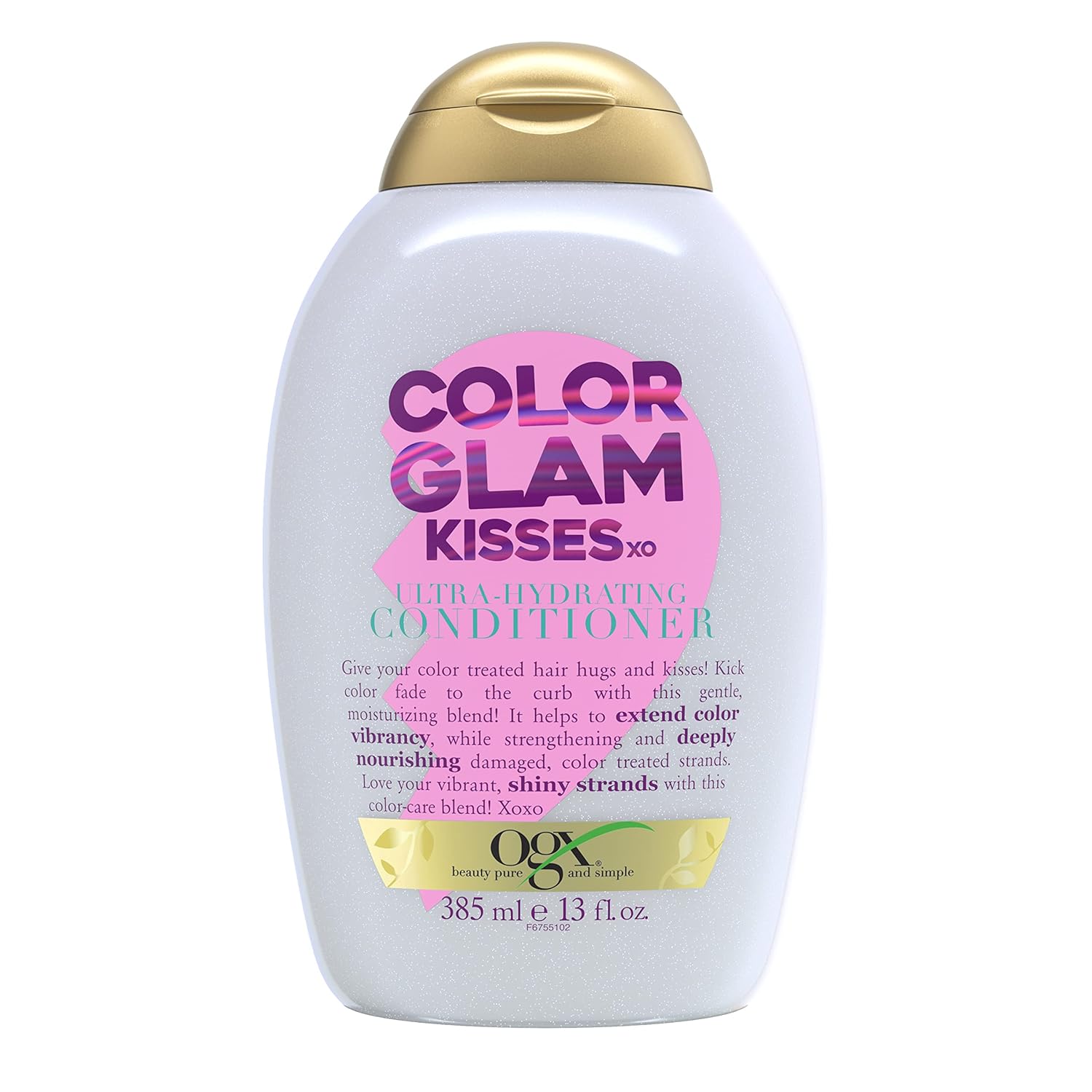 Ogx Kandee Johnson Collection Hugs & Kisses Ultra Hydrating Conditioner For Color-Treated Hair, Gentle Sulfate-Free Surfactants To Soften & Moisturize Hair, Semi-Sweet Floral Scent, 13 Fl. Oz