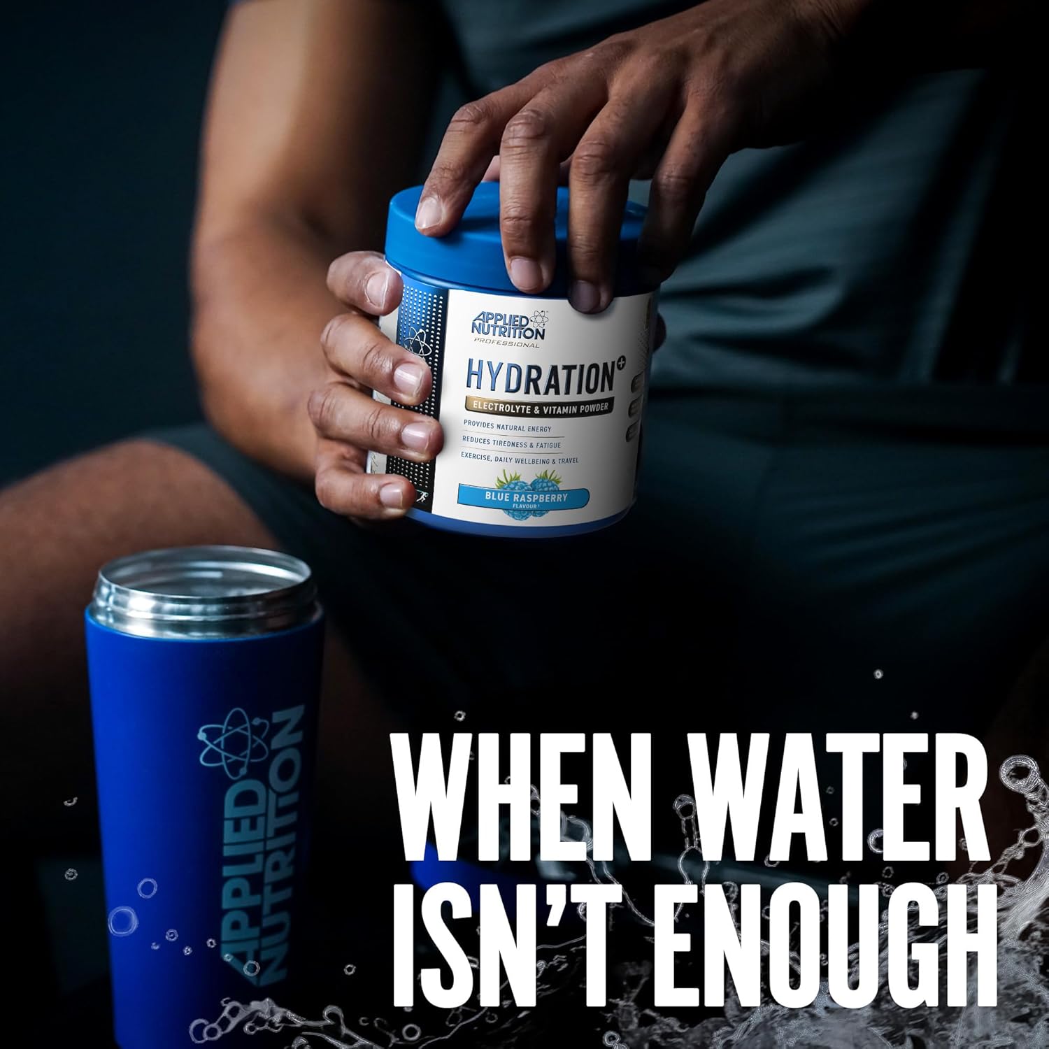 Applied Nutrition Hydration Electrolyte & Vitamin Powder + Blue Steel Flask 500ml- Natural Energy & Reduces Tiredness & Optimise Hydration (240g - 30 Servings)(Blue Raspberry) : Amazon.co.uk: Grocery