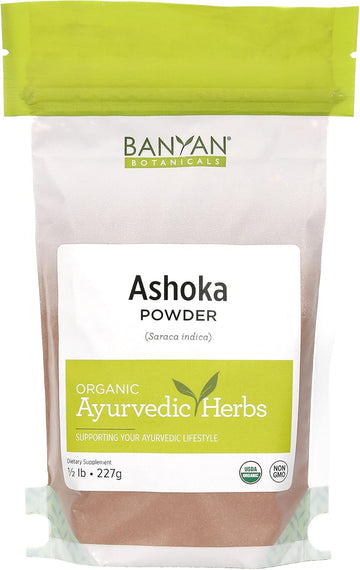 Banyan Botanicals Ashoka Powder â€“ Organic Ashoka Bark (Saraca Indica) Â­Â­â€“ Traditional Uterine Tonic for Supporting Womenâ€™s Health & Healthy Menstruation* â€“ 1/2. â€“ Non-GMO, Sustainably Sourced, Vegan