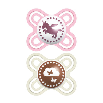 Mam Perfect Baby Pacifier, Patented Nipple, Developed With Pediatric Dentists & Orthodontists, 2 Pack, 0-3 Months, Girl