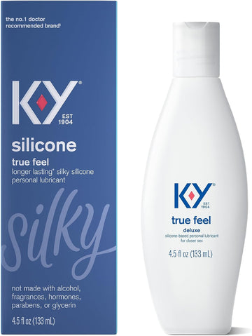 K-Y True Feel Silicone Lube 4.5 Fl Oz, Deluxe Personal Lubricant For Couples, Men, Women, Vaginal Moisturizer, Hormone & Paraben Free, Latex Condom Compatible