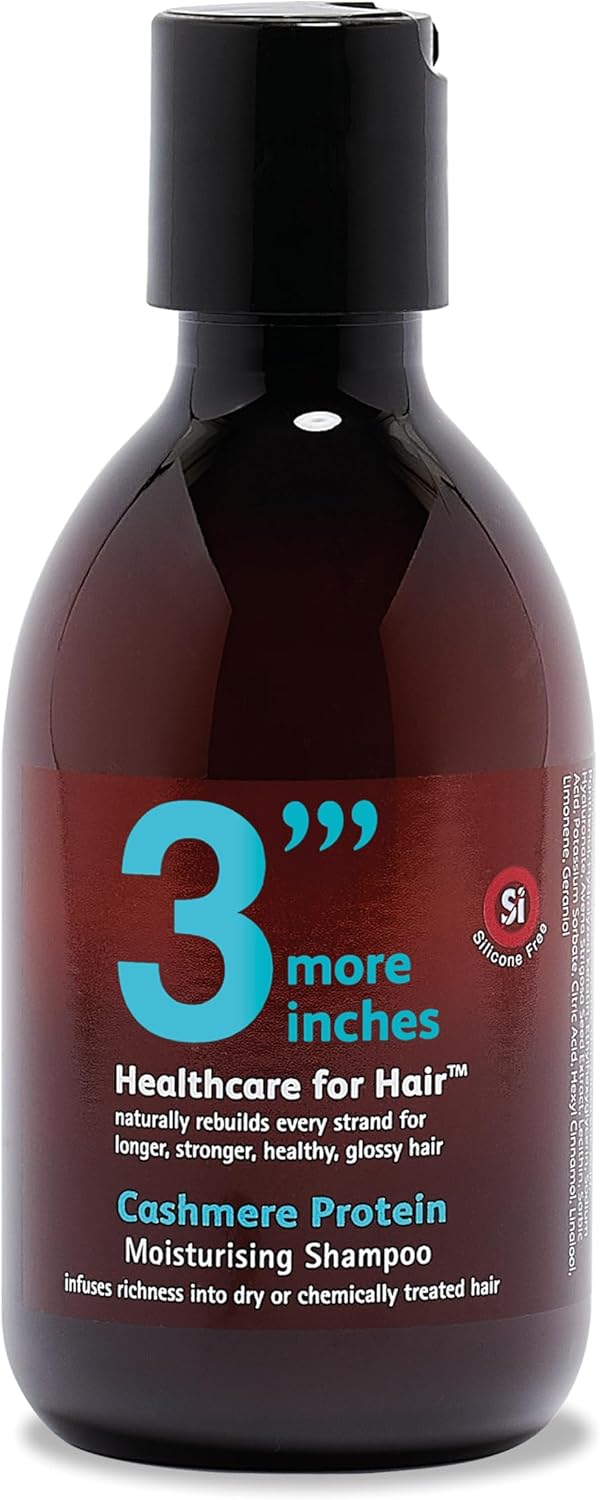 3'''More Inches Cashmere Protein Moisturising Shampoo 250Ml - Hydrating Shampoo For Dry, Damaged Hair - Thick & Frizzy Hair Treatment - Silicone & Sulphate Free - Hair Care By Michael Van Clarke